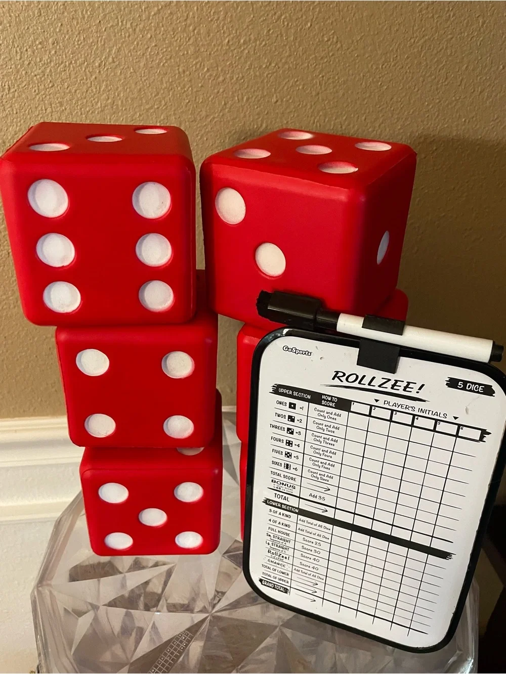 Go To Sports Huge Dice set of 6 Dice Red and White!